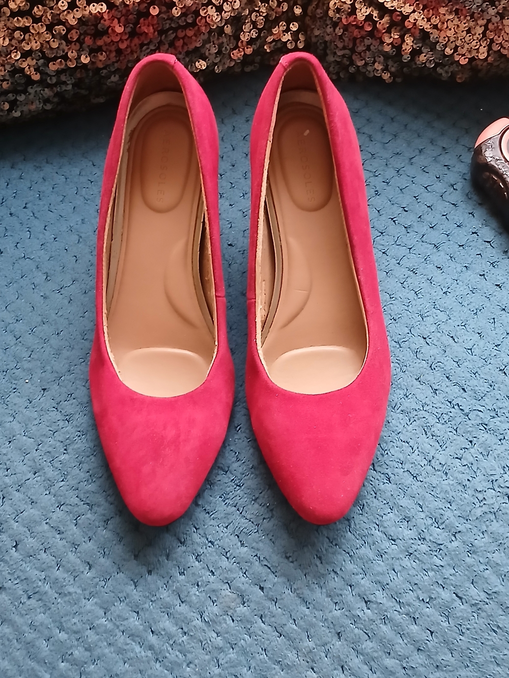 AEROSOLES Women's Suede Pointed-Toe Pumps in Red, 7.5 SEXY!
